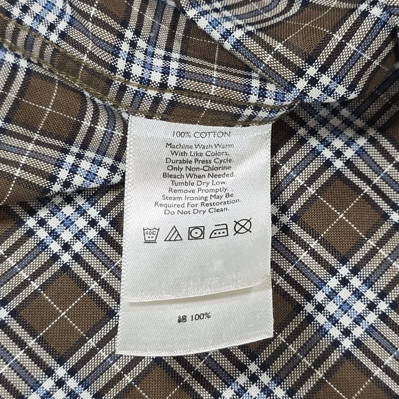 Eddie Bauer Button Shirt Mens 2XL Brown Plaid Relaxed Wrinkle Resistant Casual - Picture 5 of 9